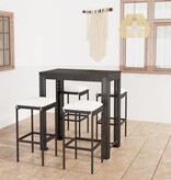 VidaXL 5-delige Tuinbarset met kussens poly rattan zwart