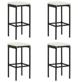 VidaXL 5-delige Tuinbarset met kussens poly rattan zwart