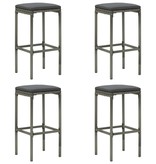 VidaXL 5-delige Tuinbarset met kussens poly rattan grijs