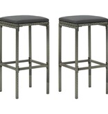 VidaXL 3-delige Tuinbarset met kussens poly rattan grijs