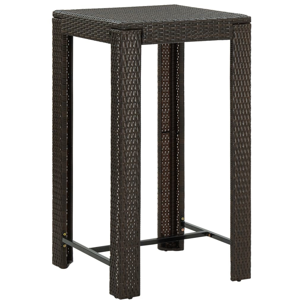 VidaXL 3-delige Tuinbarset met kussens poly rattan bruin