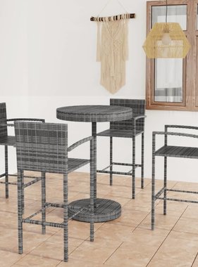 VidaXL 5-delige Tuinbarset poly rattan grijs