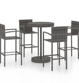 VidaXL 5-delige Tuinbarset poly rattan grijs