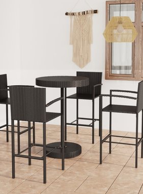VidaXL 5-delige Tuinbarset poly rattan zwart