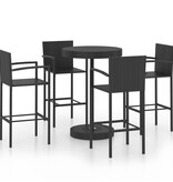 VidaXL 5-delige Tuinbarset poly rattan zwart