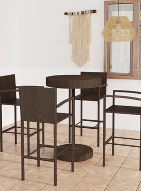 VidaXL 5-delige Tuinbarset poly rattan bruin