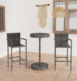 VidaXL 3-delige Tuinbarset poly rattan grijs