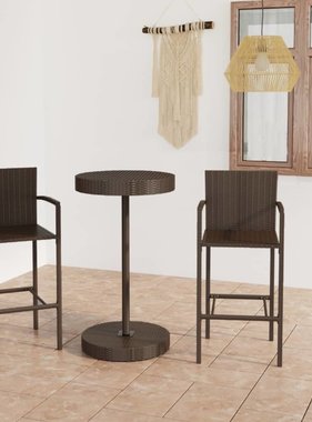 VidaXL 3-delige Tuinbarset poly rattan bruin