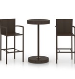 VidaXL 3-delige Tuinbarset poly rattan bruin