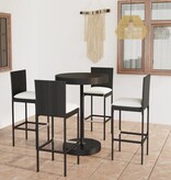 VidaXL 5-delige Tuinbarset met kussens poly rattan zwart