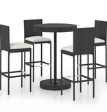 VidaXL 5-delige Tuinbarset met kussens poly rattan zwart