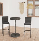 VidaXL 3-delige Tuinbarset met kussens poly rattan grijs