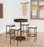 VidaXL 5-delige Tuinbarset met kussens poly rattan bruin