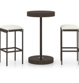 VidaXL 3-delige Tuinbarset met kussens poly rattan bruin
