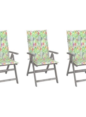 VidaXL Tuinstoelen 3 st verstelbaar met kussens massief acaciahout