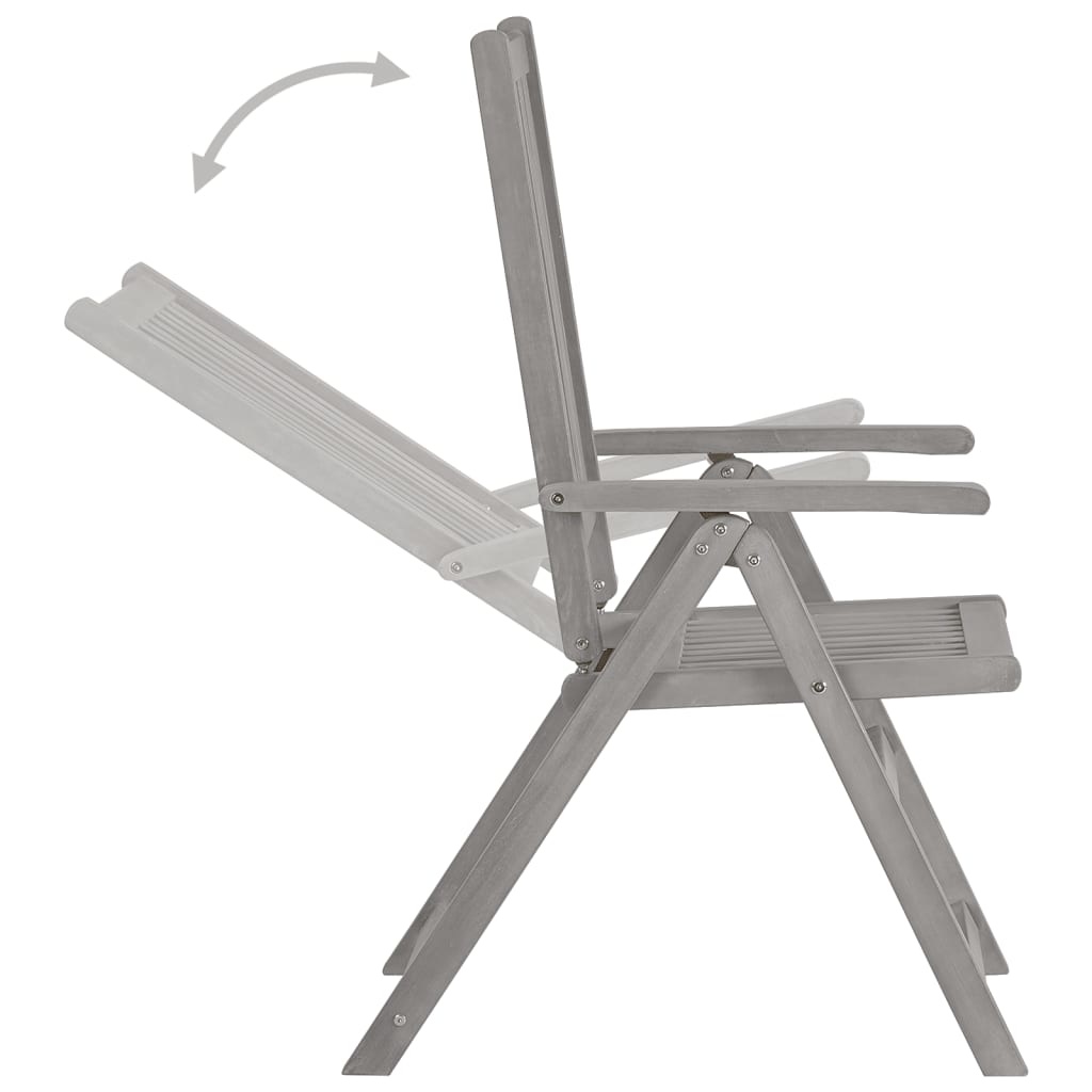 VidaXL Tuinstoelen 3 st verstelbaar met kussens massief acaciahout