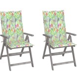 VidaXL Tuinstoelen 2 st verstelbaar met kussens massief acaciahout