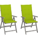 VidaXL Tuinstoelen 2 st verstelbaar met kussens massief acaciahout
