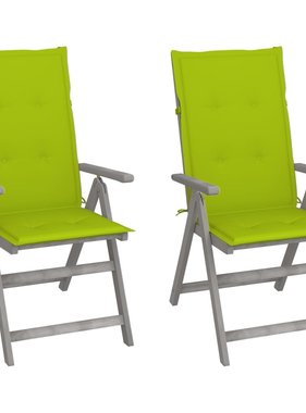VidaXL Tuinstoelen 2 st verstelbaar met kussens massief acaciahout