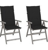 VidaXL Tuinstoelen 2 st verstelbaar met kussens massief acaciahout