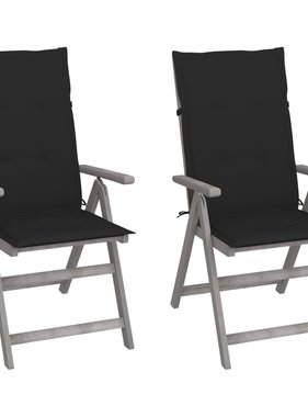 VidaXL Tuinstoelen 2 st verstelbaar met kussens massief acaciahout