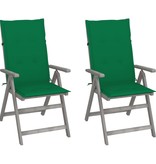 VidaXL Tuinstoelen 2 st verstelbaar met kussens massief acaciahout