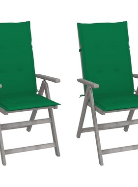 VidaXL Tuinstoelen 2 st verstelbaar met kussens massief acaciahout