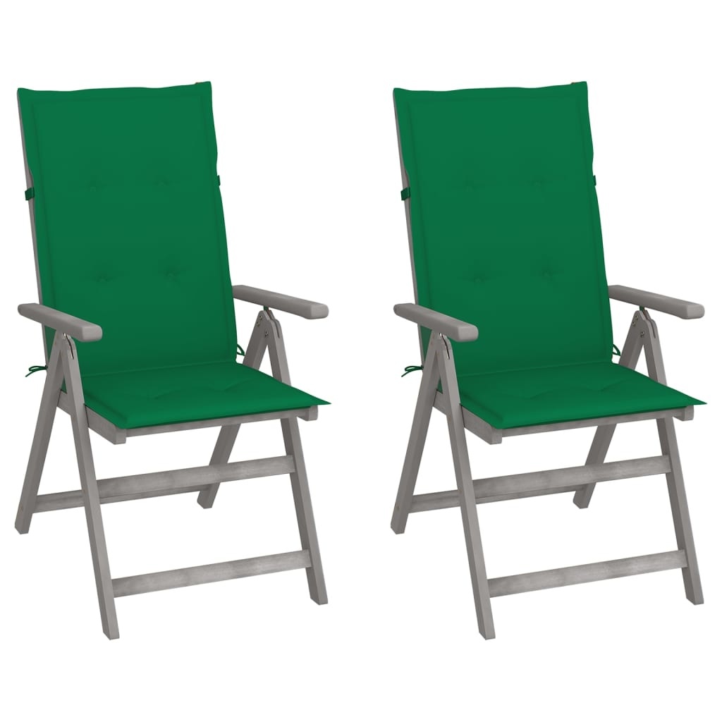 VidaXL Tuinstoelen 2 st verstelbaar met kussens massief acaciahout