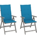 VidaXL Tuinstoelen 2 st verstelbaar met kussens massief acaciahout