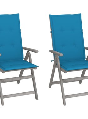 VidaXL Tuinstoelen 2 st verstelbaar met kussens massief acaciahout