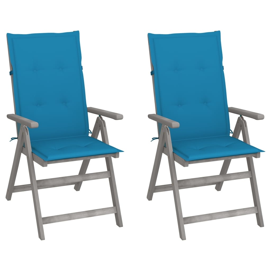 VidaXL Tuinstoelen 2 st verstelbaar met kussens massief acaciahout