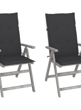 VidaXL Tuinstoelen 2 st verstelbaar met kussens massief acaciahout