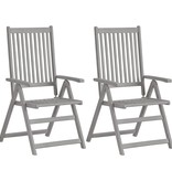 VidaXL Tuinstoelen 2 st verstelbaar met kussens massief acaciahout