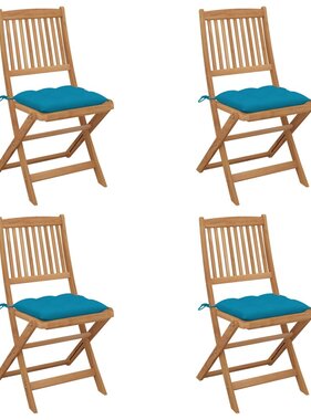 VidaXL Tuinstoelen 4 st inklapbaar met kussens massief acaciahout