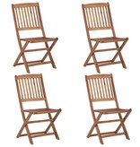 VidaXL Tuinstoelen 4 st inklapbaar met kussens massief acaciahout