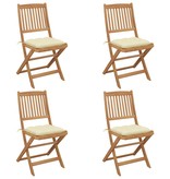 VidaXL Tuinstoelen 4 st inklapbaar met kussens massief acaciahout