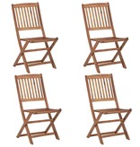 VidaXL Tuinstoelen 4 st inklapbaar met kussens massief acaciahout