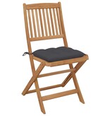 VidaXL Tuinstoelen 4 st inklapbaar met kussens massief acaciahout