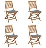 VidaXL Tuinstoelen inklapbaar 4 st met kussens massief acaciahout