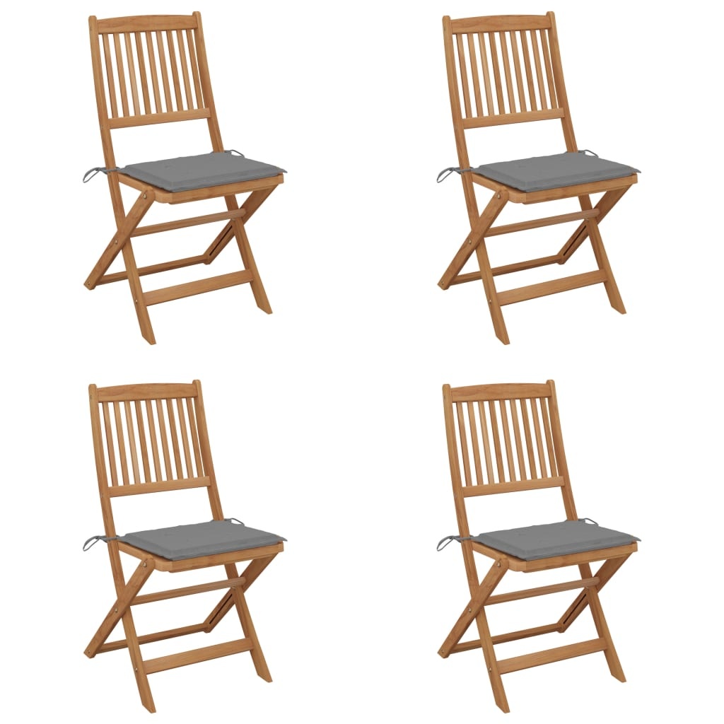 VidaXL Tuinstoelen inklapbaar 4 st met kussens massief acaciahout
