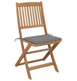 VidaXL Tuinstoelen inklapbaar 4 st met kussens massief acaciahout