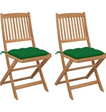 VidaXL Tuinstoelen 2 st inklapbaar met kussens massief acaciahout