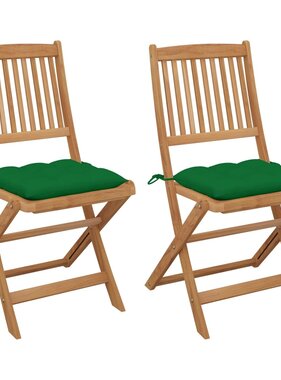 VidaXL Tuinstoelen 2 st inklapbaar met kussens massief acaciahout