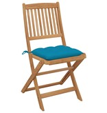 VidaXL Tuinstoelen 2 st inklapbaar met kussens massief acaciahout