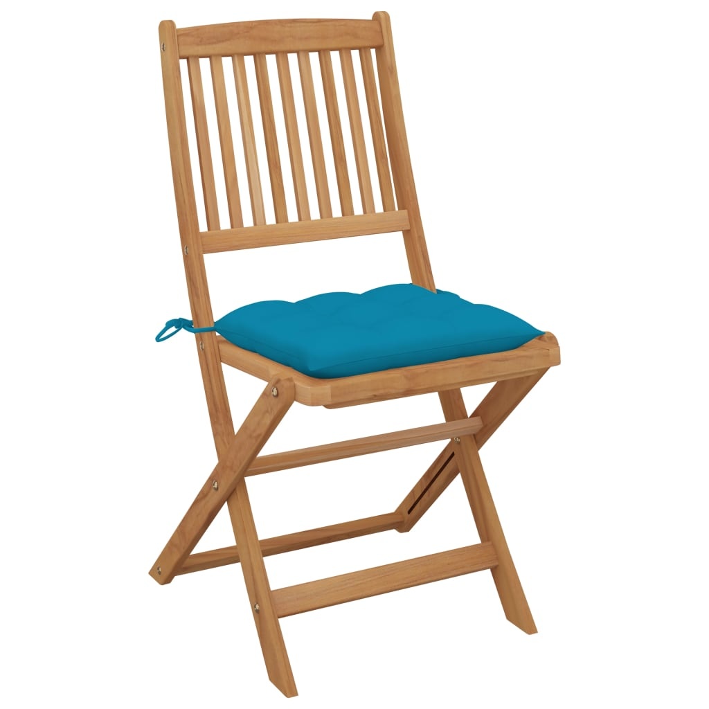 VidaXL Tuinstoelen 2 st inklapbaar met kussens massief acaciahout