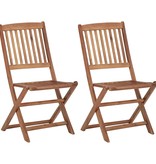 VidaXL Tuinstoelen 2 st inklapbaar met kussens massief acaciahout