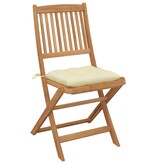 VidaXL Tuinstoelen 2 st inklapbaar met kussens massief acaciahout
