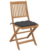 VidaXL Tuinstoelen 2 st inklapbaar met kussens massief acaciahout