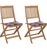 VidaXL Tuinstoelen 2 st inklapbaar met kussens massief acaciahout