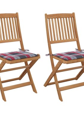 VidaXL Tuinstoelen 2 st inklapbaar met kussens massief acaciahout